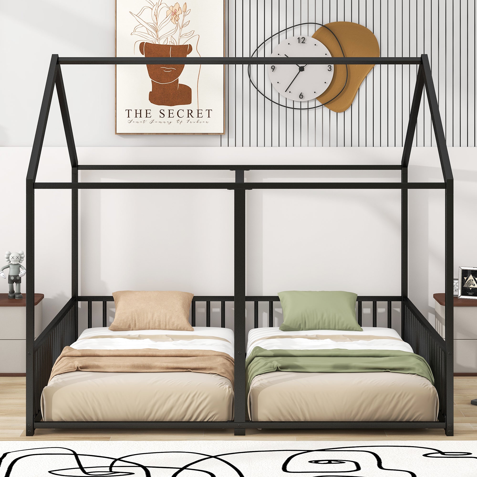 Metal Twin Size House Platform Beds