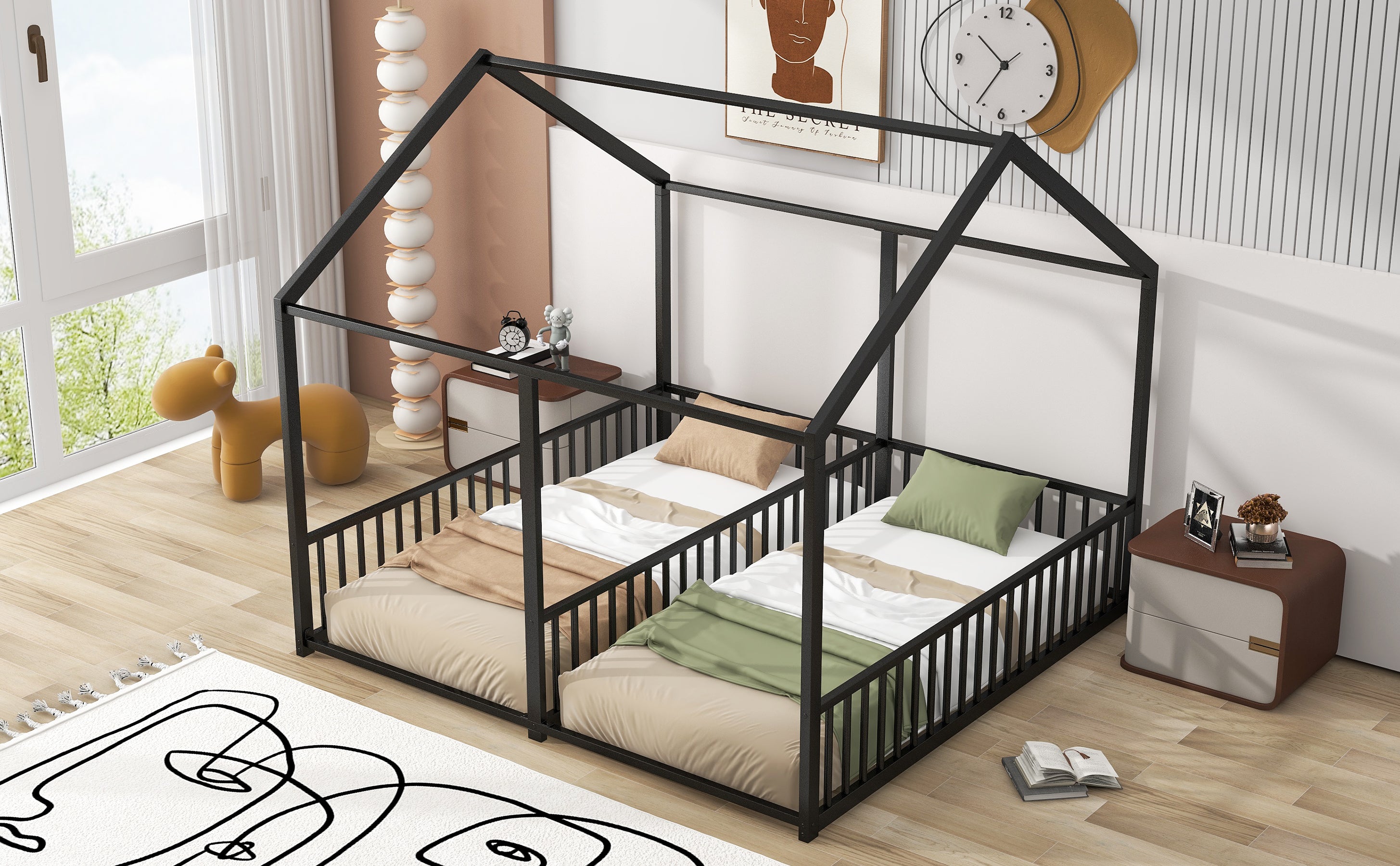 Metal Twin Size House Platform Beds