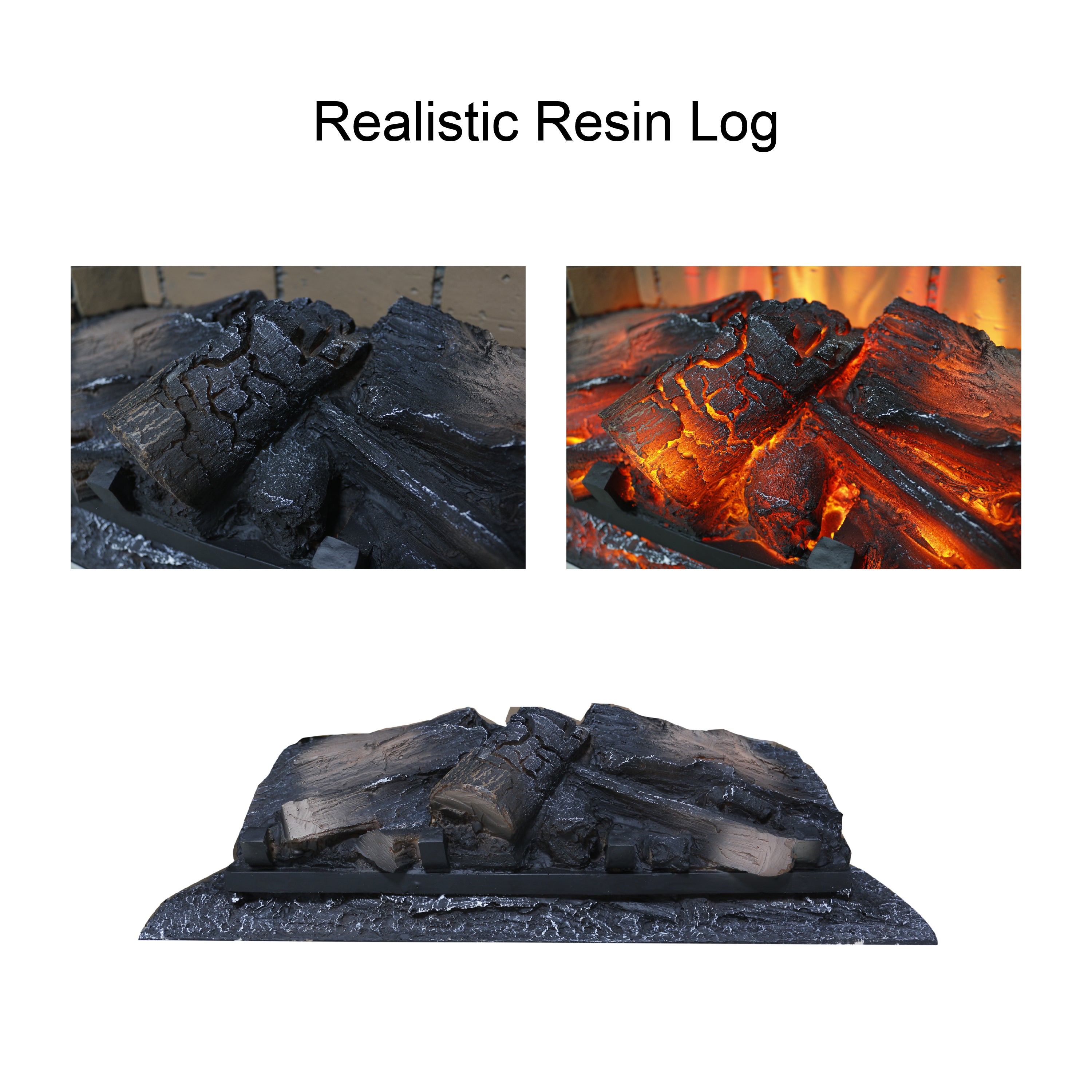 23 Inch Infrared Quartz Heater Fireplace Insert - Woodlog Version