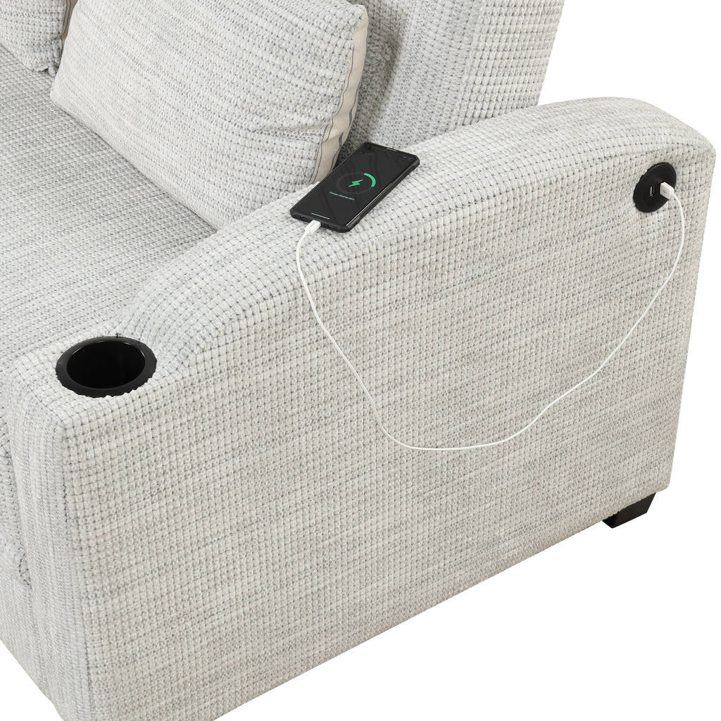 61.6" Pull Out Sofa Bed Modern Chenille Convertible Loveseat
