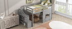 Twin Size Loft Bed with Storage Staircase and Window
