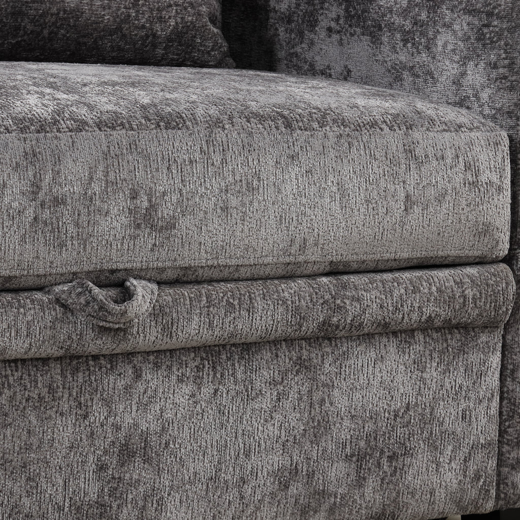 61.6" Pull Out Sofa Bed - Modern Chenille Convertible Loveseat