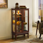 Lighted Curio Cabinet with Adjustable Shelves and Mirrored Back Panel