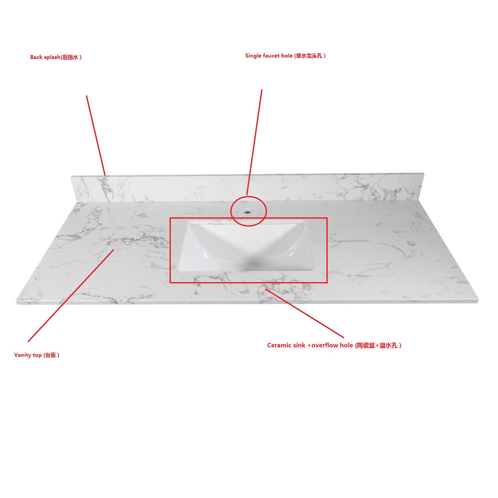Montary 43x22 Inch Bathroom Stone Vanity Top