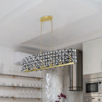 39" Contemporary Crystal and BlackGold Pendant Chandelier