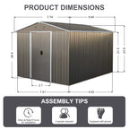 8x10ft Outdoor Metal Storage Shed