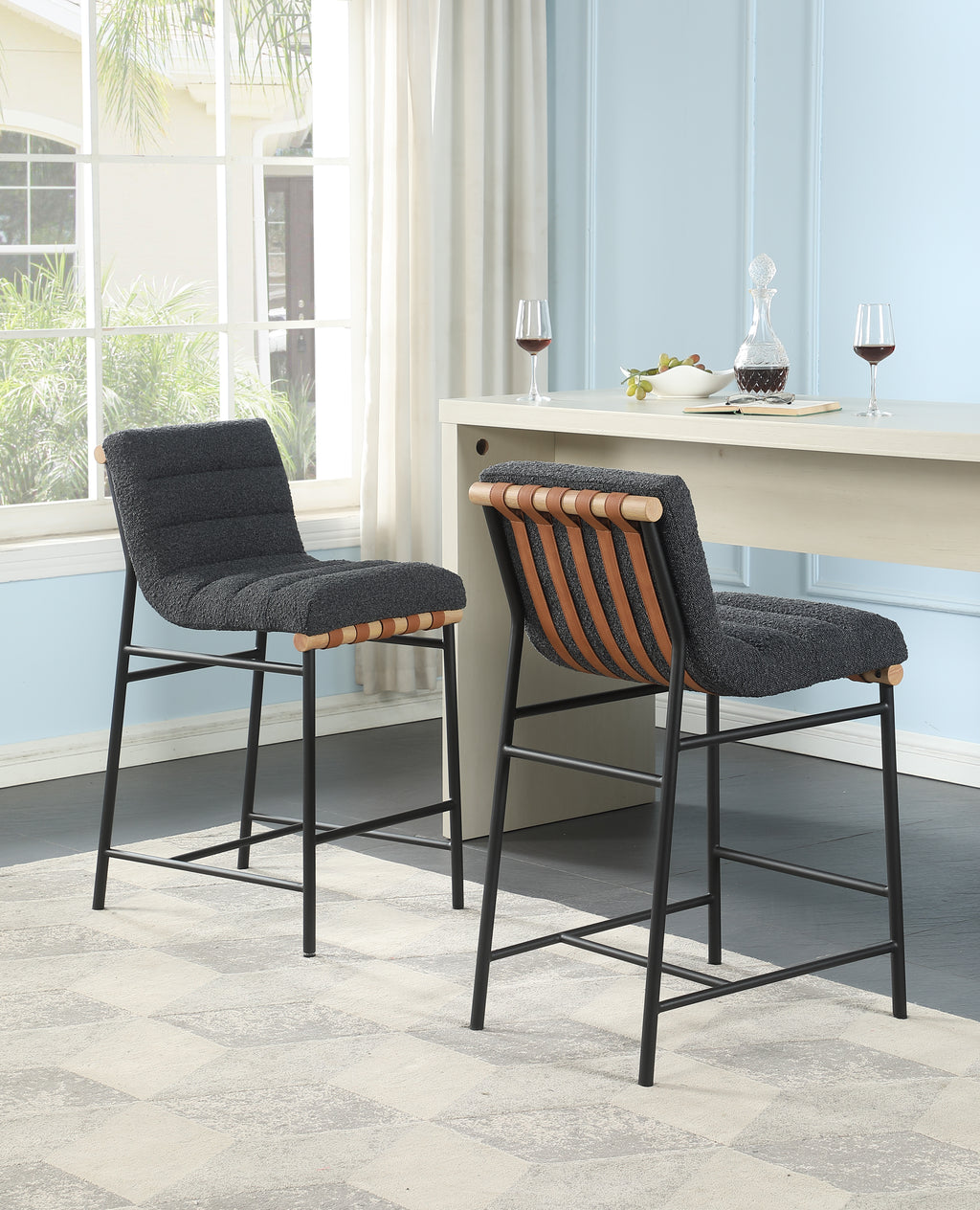 Lahni 17.75" Boucle Fabric Counter Height Chair