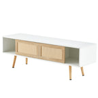 55.12" Rattan TV Cabinet with Double Sliding Doors