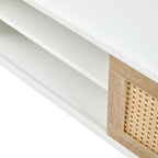 55.12" Rattan TV Cabinet with Double Sliding Doors
