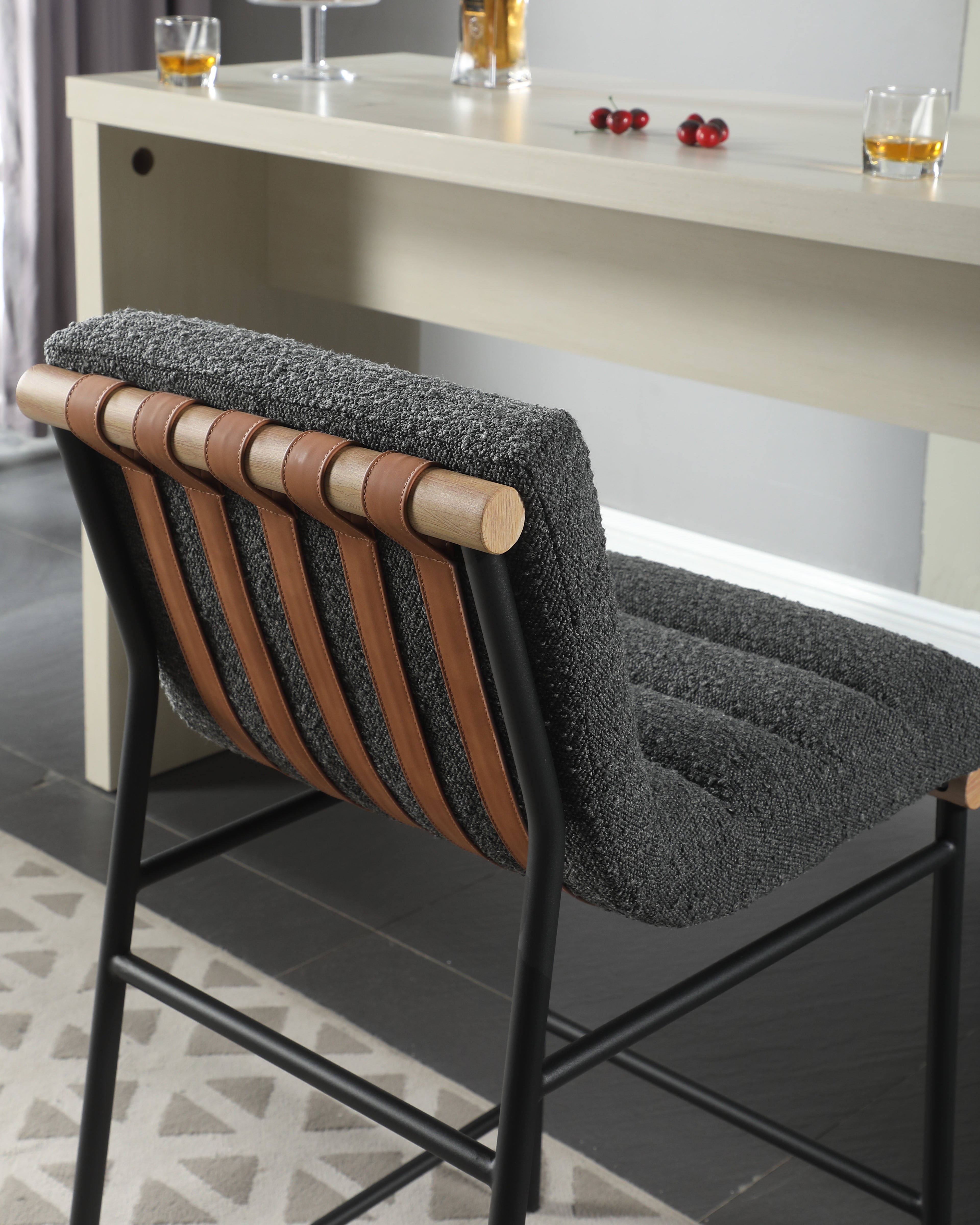 Lahni 17.75" Boucle Fabric Counter Height Chair