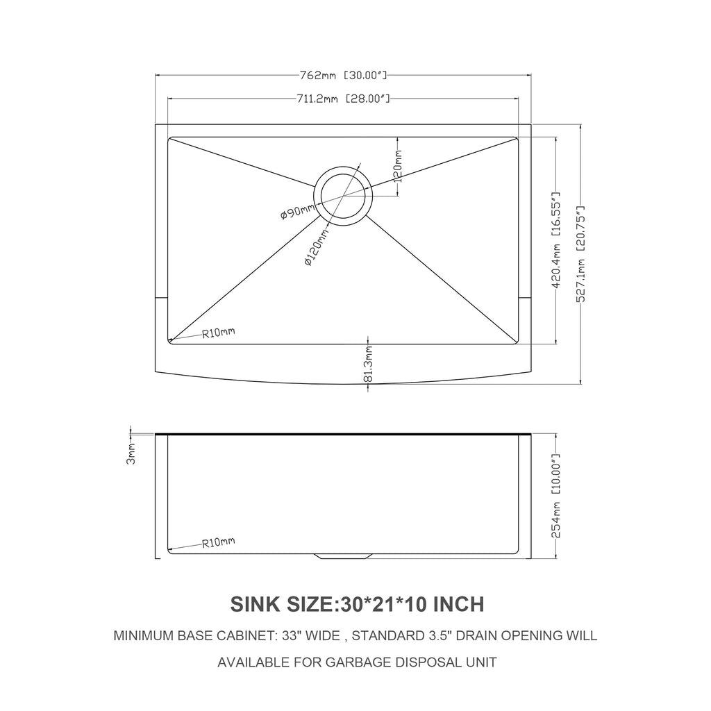 30 Inch Gold Farmhouse Sink