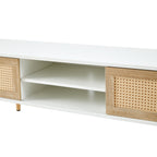 55.12" Rattan TV Cabinet with Double Sliding Doors