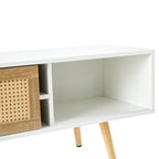 55.12" Rattan TV Cabinet with Double Sliding Doors