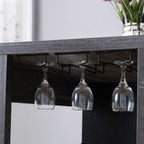 Distressed Home Bar Table with Wine Glass Compartment
