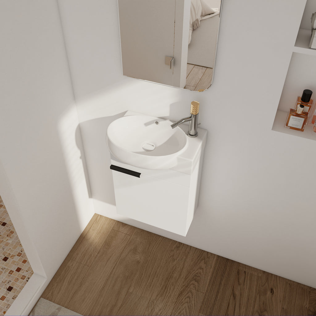 Soft Close Doors Bathroom Vanity With Sink - 16 Inch