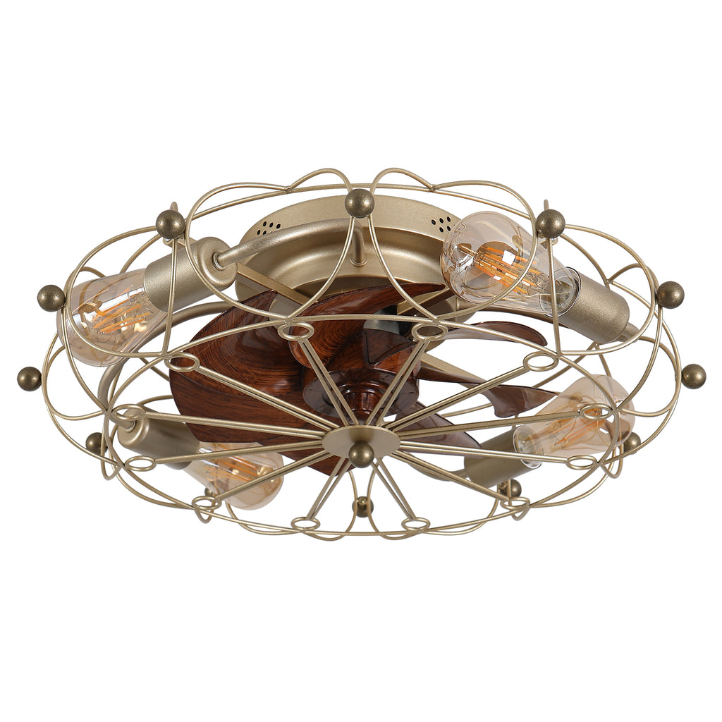 Low Profile Caged Ceiling Fan with Lights
