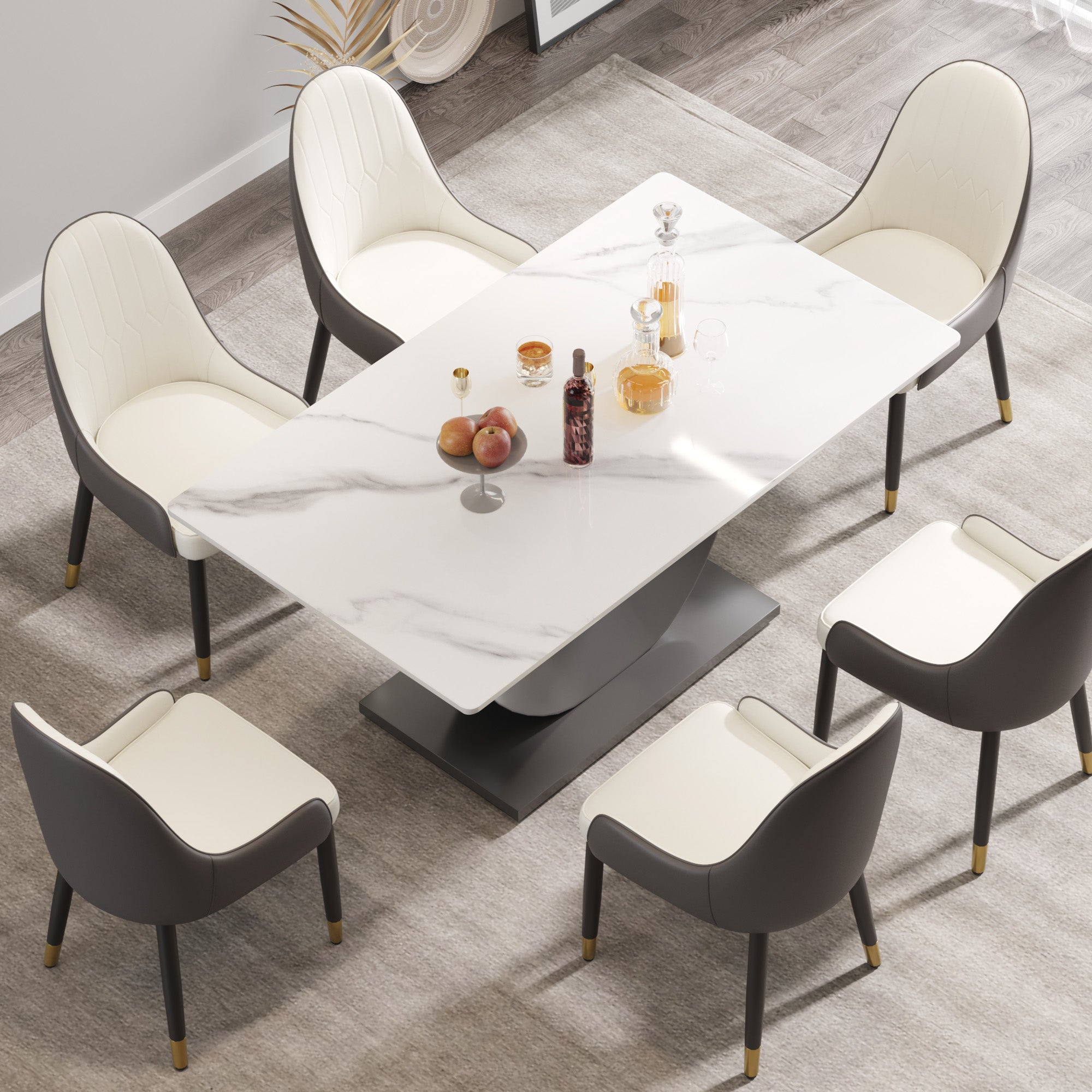 63" Modern Artificial Stone Dining Table