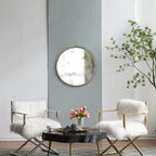 24" Gold Round Mirror with Iron Frame