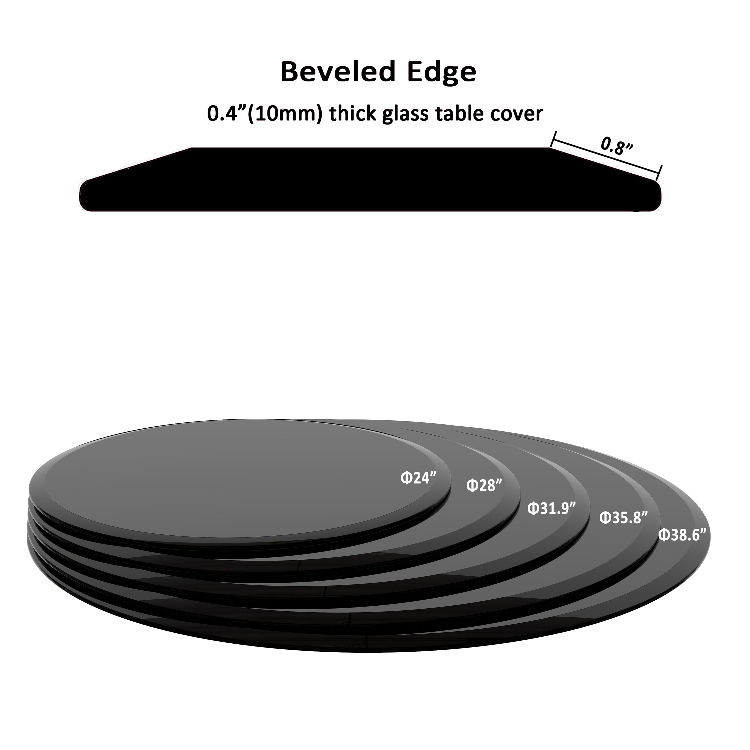 38.6" Round Tempered Glass Table Top