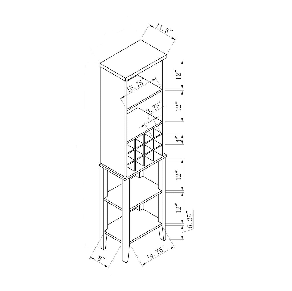 Wooden Wine Bottle Rack with Metal Wine Glass Rack