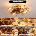 Low Profile Caged Ceiling Fan with Lights