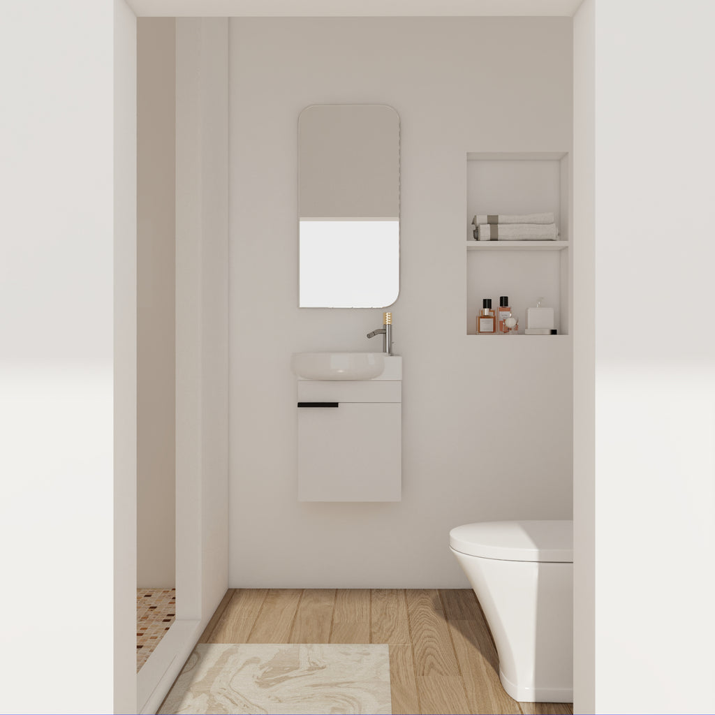 Soft Close Doors Bathroom Vanity With Sink - 16 Inch