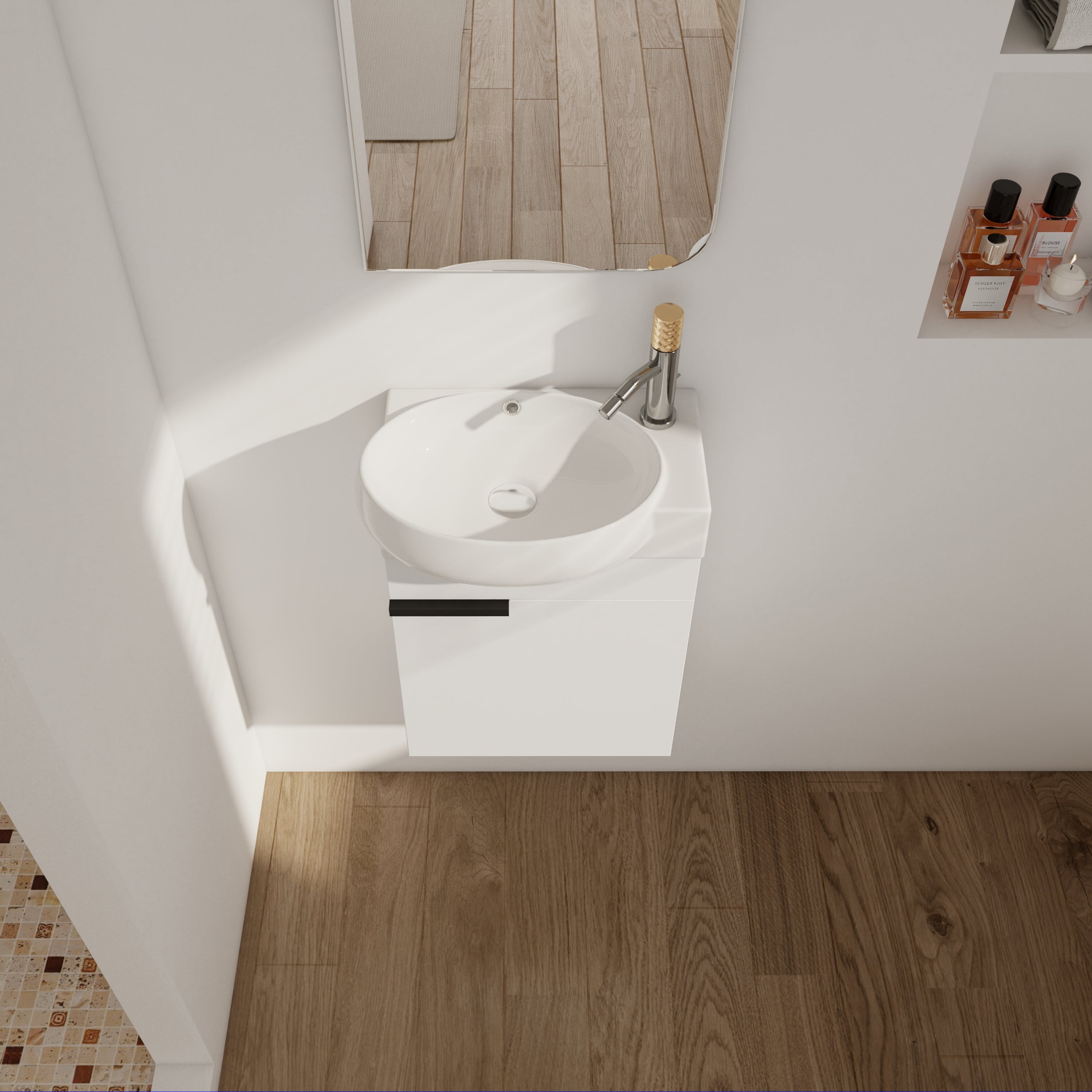 Soft Close Doors Bathroom Vanity With Sink - 16 Inch