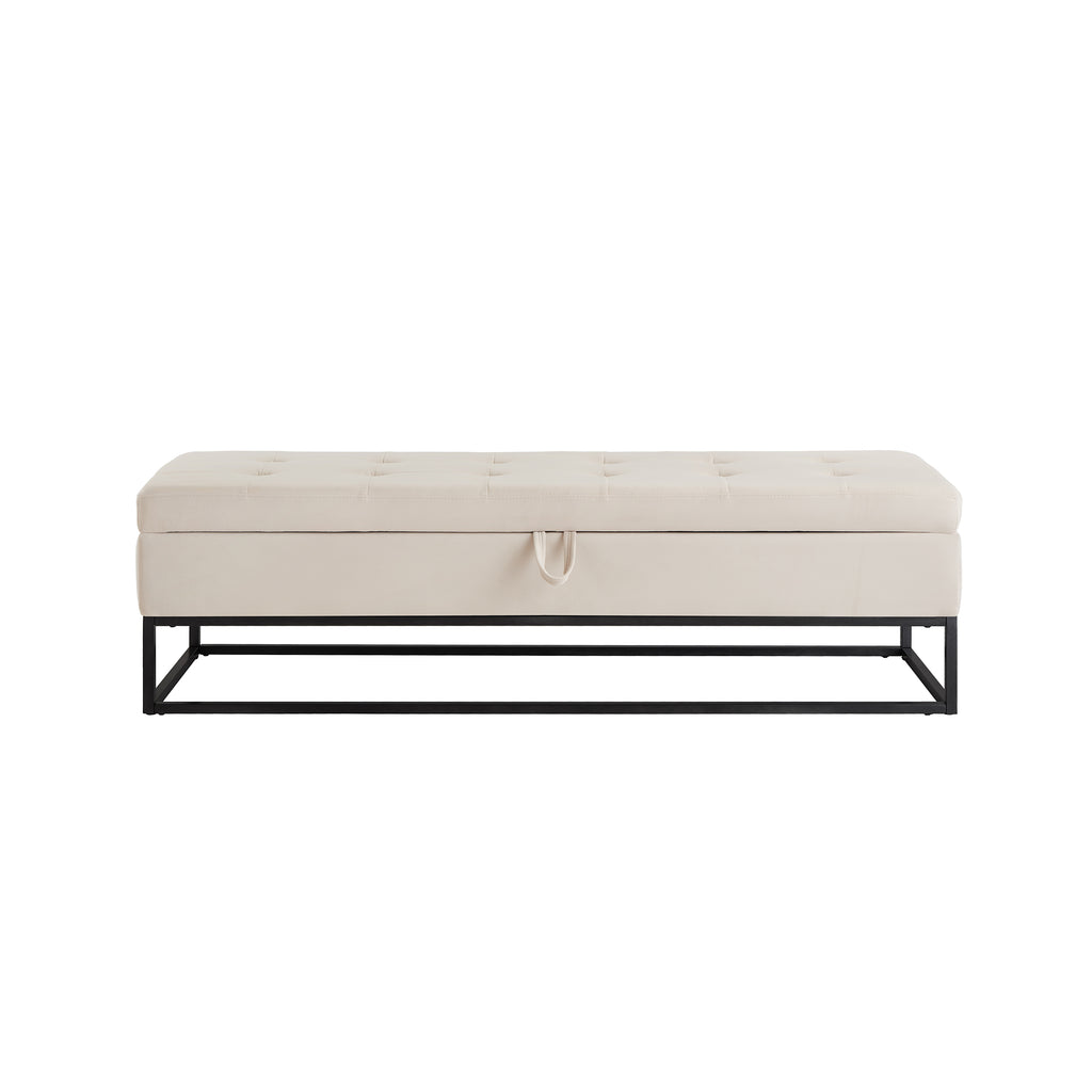 58.6" Bed Bench with Metal Base and Storage