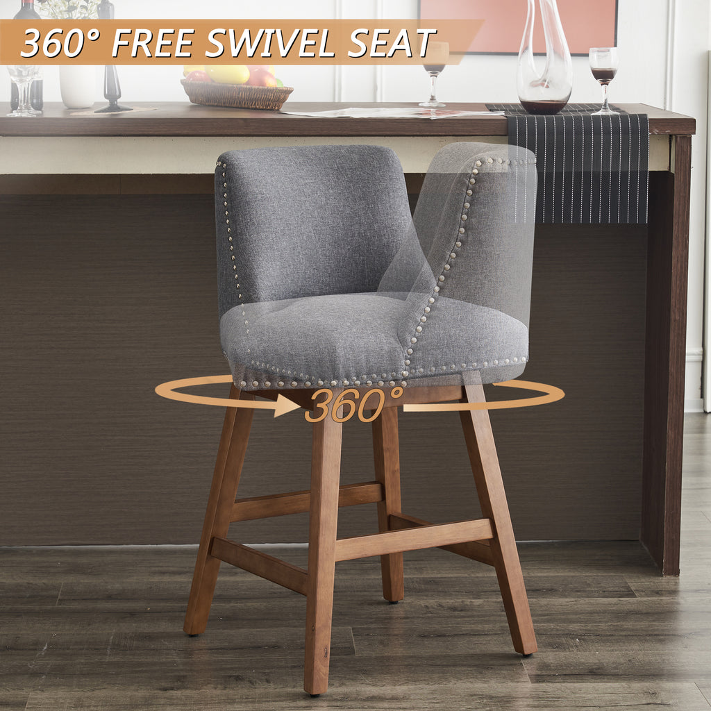 Upholstered Swivel Bar Stools Set of 2, 26" Counter Height