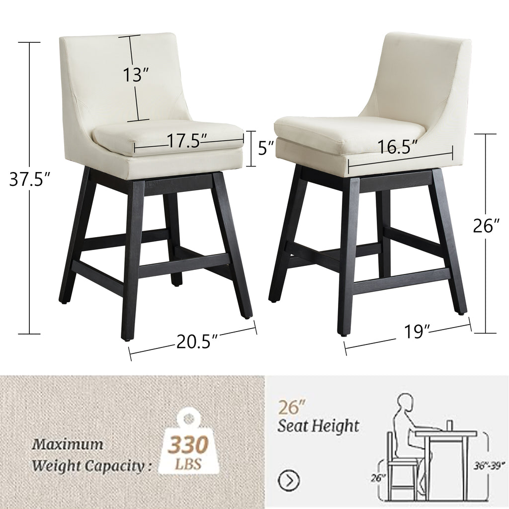 Upholstered Swivel Bar Stools Set of 2