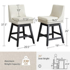 Upholstered Swivel Bar Stools Set of 2