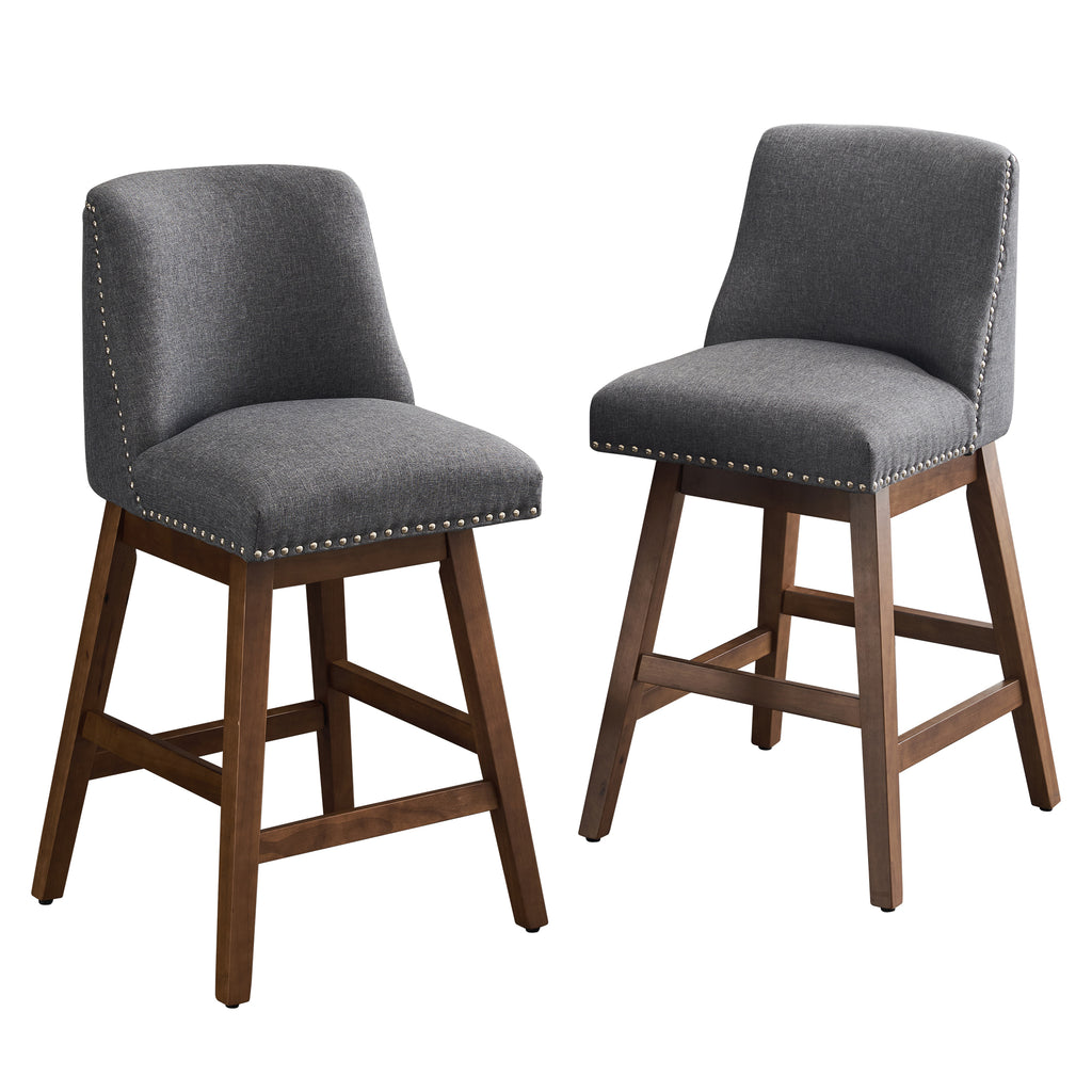 Upholstered Swivel Bar Stools Set of 2, 26" Counter Height