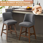 Upholstered Swivel Bar Stools Set of 2, 26" Counter Height