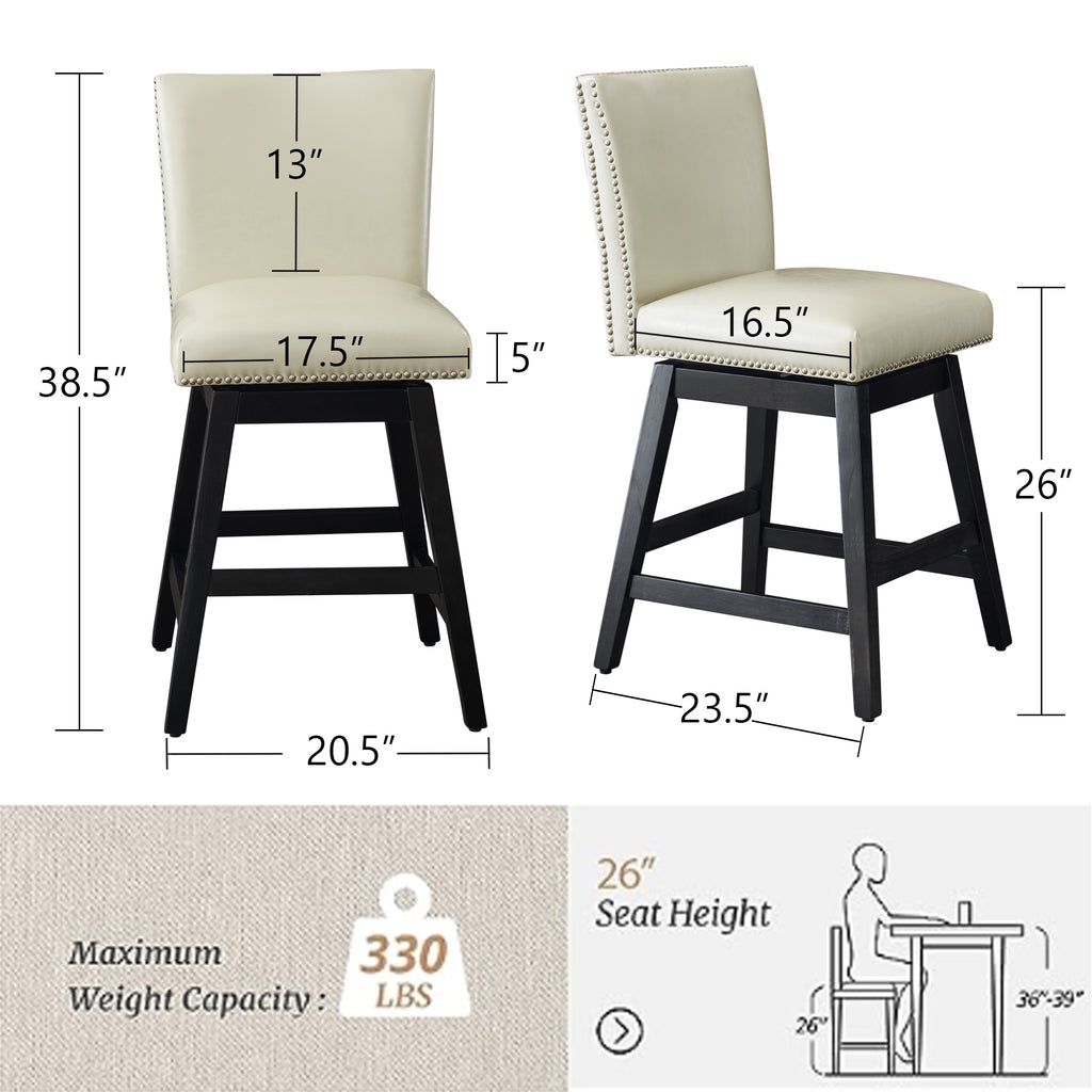 Upholstered Swivel Bar Stools Set of 2
