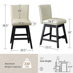 Upholstered Swivel Bar Stools Set of 2