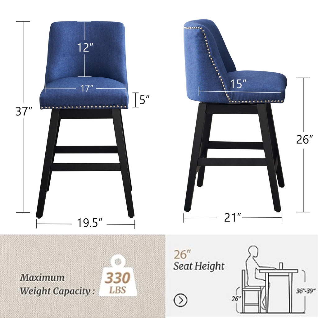 Upholstered Swivel Bar Stools Set of 2