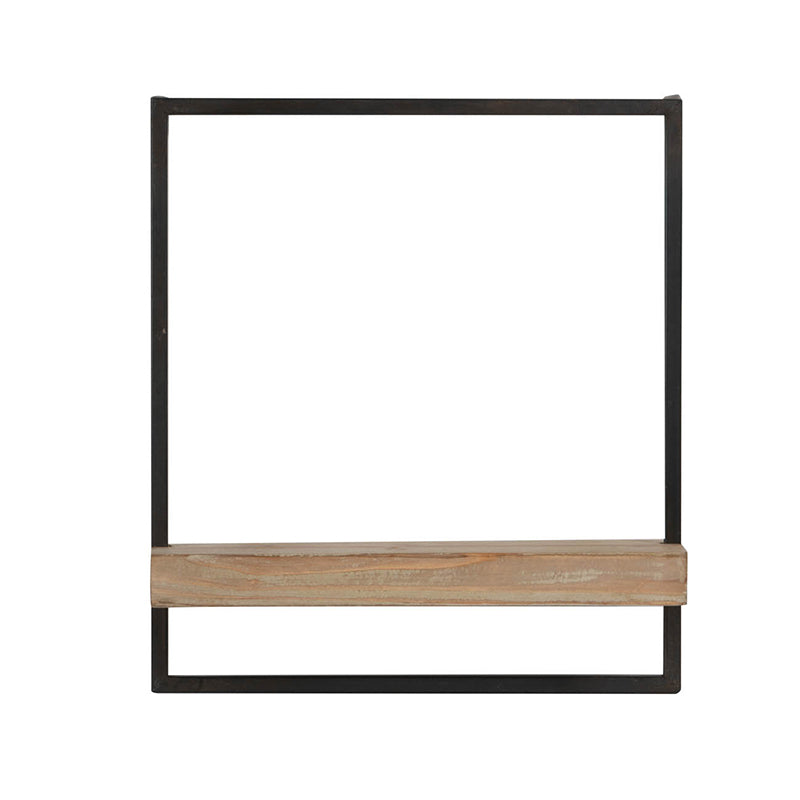 15.7" x 5.9" x 17.7" Iron and Wood Wall Shelf
