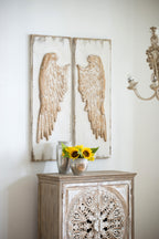 Set of 2 Feather Wing Wall Panels with Distressed Finish