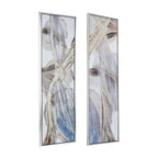 Set of 2 Elongated Modern Abstract Oil Paintings