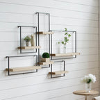 15.7" x 5.9" x 17.7" Iron and Wood Wall Shelf