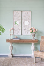 Set of 2 Large Wooden Wall Art Panels with Distressed Finish
