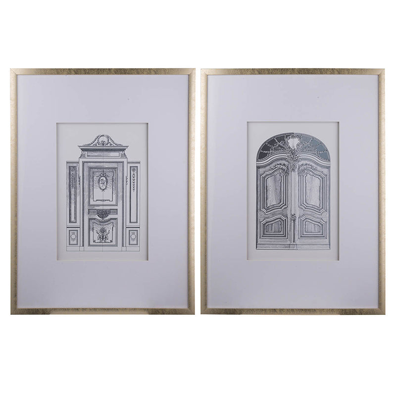 Set of 2 Fake Pencil Architectural Wall Art