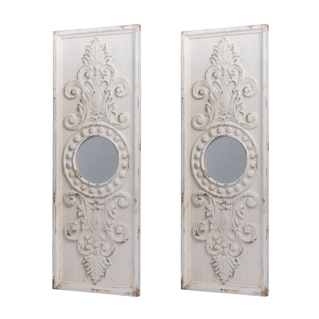 Set of 2 Large Wooden Wall Art Panels with Distressed Finish