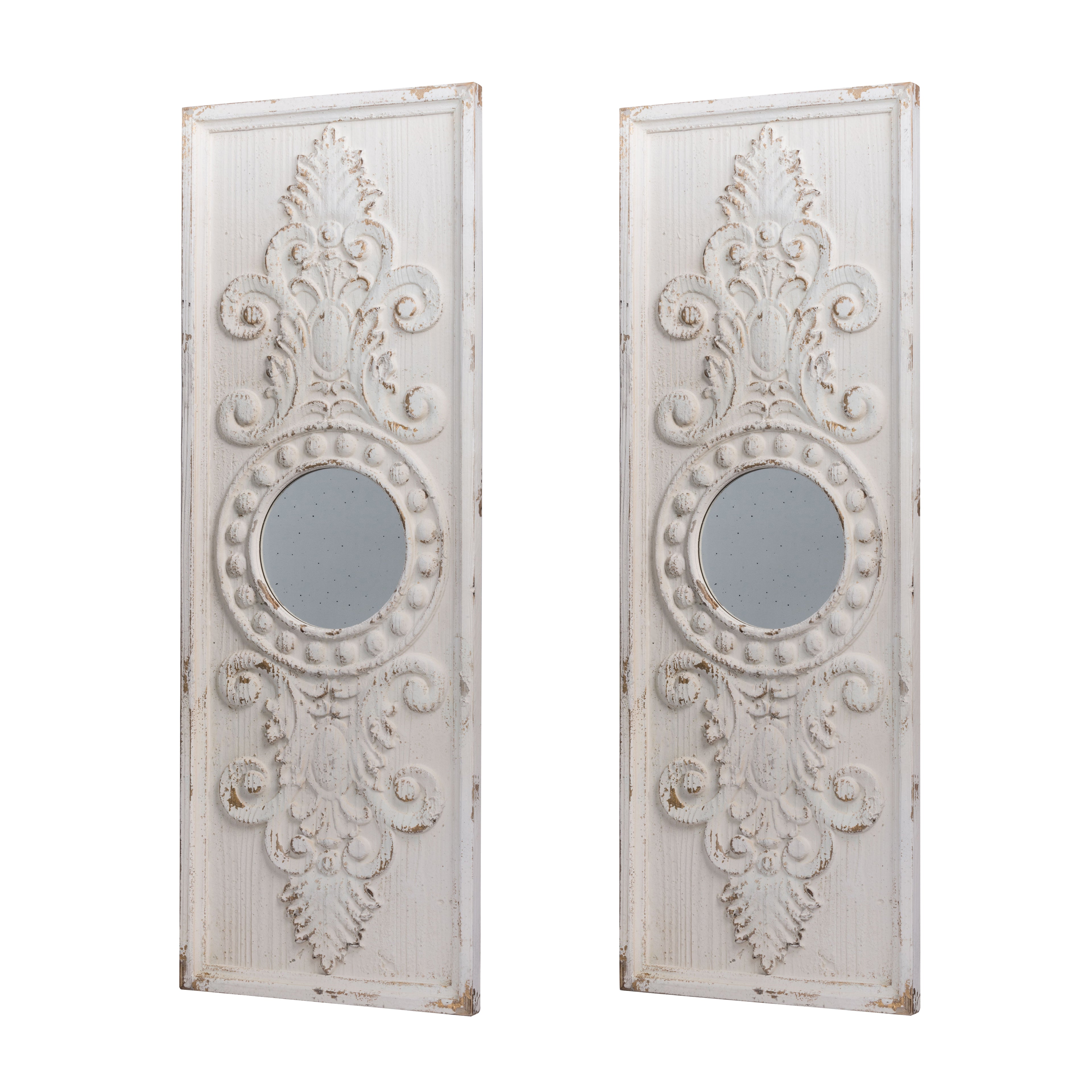 Set of 2 Large Wooden Wall Art Panels with Distressed Finish