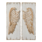 Set of 2 Feather Wing Wall Panels with Distressed Finish
