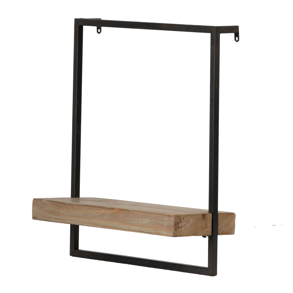 15.7" x 5.9" x 17.7" Iron and Wood Wall Shelf