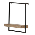 15.7" x 5.9" x 17.7" Iron and Wood Wall Shelf