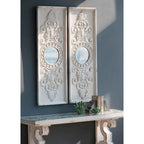 Set of 2 Large Wooden Wall Art Panels with Distressed Finish