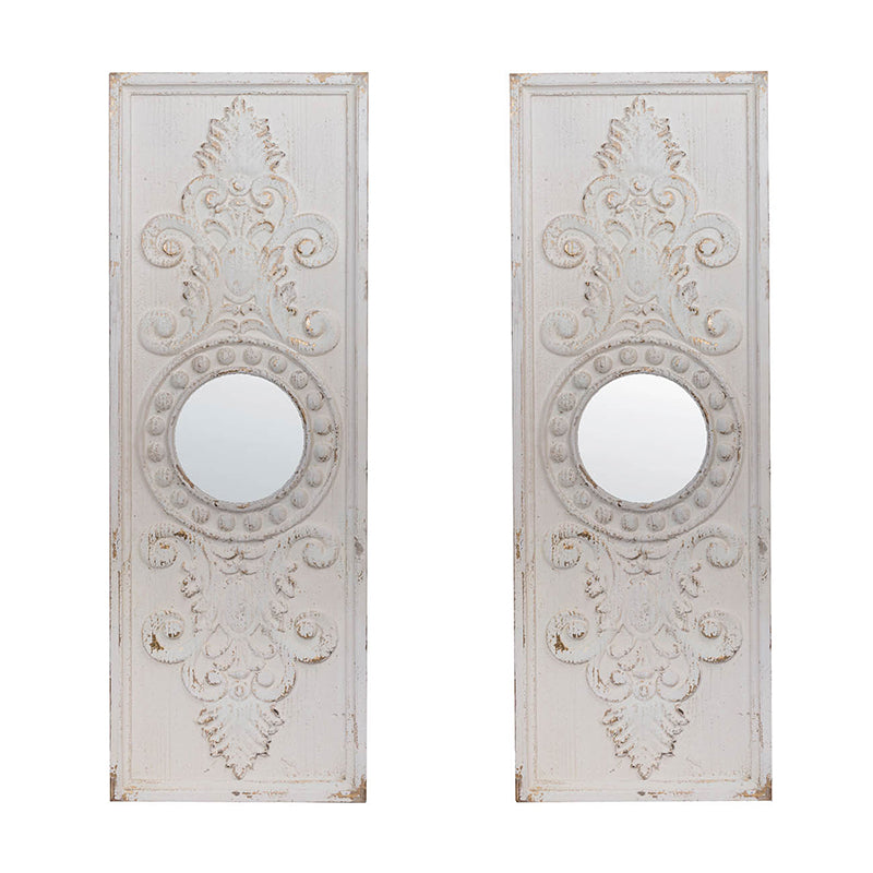 Set of 2 Large Wooden Wall Art Panels with Distressed Finish
