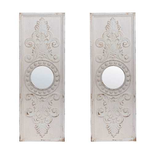 Set of 2 Large Wooden Wall Art Panels with Distressed Finish